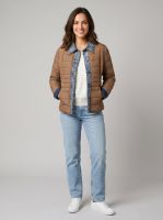 Doudoune femme marron café rebords jeans