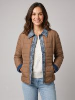 Doudoune femme marron café rebords jeans