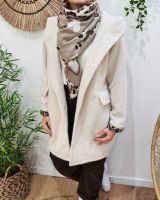 Manteau long femme à capuche poches plaquées