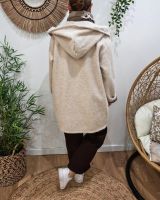 Manteau long femme à capuche poches plaquées