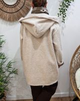 Manteau long femme à capuche poches plaquées
