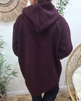 Manteau long femme à capuche poches plaquées revers à carreaux