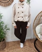 Manteau court femme effet bombers col montant revers à carreaux