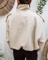 Manteau court femme effet bombers col montant revers à carreaux