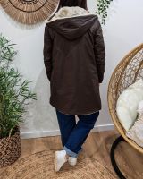 Parka longue femme marron fourrée beige réversible Théia