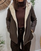 Parka courte femme marron fourrée beige réversible Inara