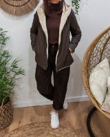 Parka courte femme marron fourrée beige réversible Inara