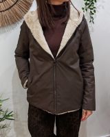 Parka courte femme marron fourrée beige réversible Inara