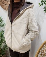 Parka courte femme marron fourrée beige réversible Inara
