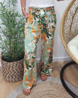 Pantalon femme fluide vert orange Joanna