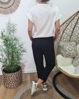 Pantalon tailleur femme fluide 7/8 noir