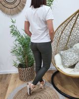 Pantalon femme similicuir kaki foncé skinny