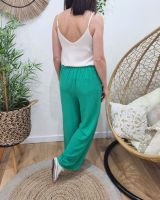 Pantalon fluide femme uni vert Elysia
