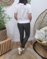 Pantalon femme similicuir kaki slim coupe confort