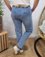 Jean femme élastiqué grande taille bleu clair délavé Raquel