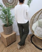 Jean femme kaki large taille haute boutonnée Felixia