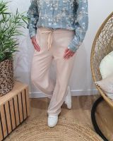 Pantalon femme fluide uni beige Nellie