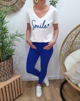 Jean femme bleu roi skinny taille haute 7/8