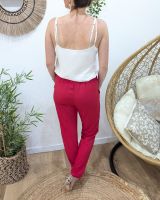 Pantalon femme paper bag cerise