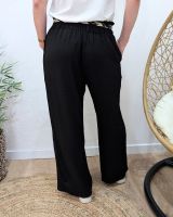 Pantalon fluide femme noir ruban à motifs