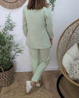 Blazer femme manches plissées vert amande