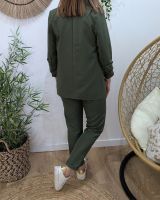Blazer femme manches plissées kaki