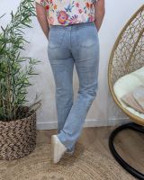 Jean femme bleu clair wide leg effet coupé