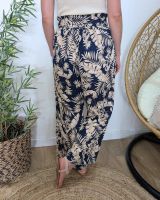 Pantalon femme fluide marine et beige Zénaëlle