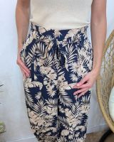 Pantalon femme fluide marine et beige Zénaëlle