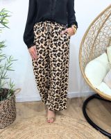 Pantalon fluide femme léopard beige taupe noir
