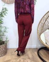 Pantalon femme terracotta fluide taille haute boutonné Dina