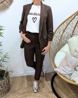 Blazer femme manches plissées marron choco