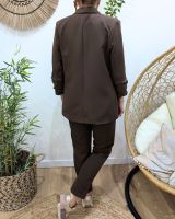 Blazer femme manches plissées marron choco