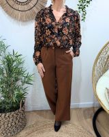 Pantalon femme marron fluide Zéa
