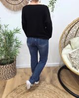 Jean femme droit bleu moyen taille haute coupe confort