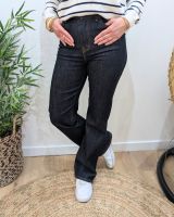 Jean femme wide leg taille haute brut coupe confort +