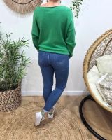 Jean femme bleu 7/8 skinny poches effet abîmé