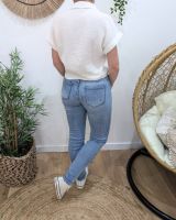Jean femme slim power stretch push up bleu clair délavé coupe confort
