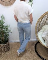 Jean femme wide leg bleu clair bas coupé