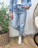 Jean balloon femme bleu clair