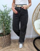 Jean barrel femme gris anthracite