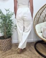 Pantalon femme fluide écru taille élastique