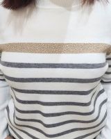 Pull femme marinière écru rayures grises