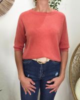 Pull court femme uni col rond Clématite
