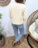 Sweat femme beige broderie Bichette léopard