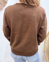 Sweat femme marron broderie Bichette léopard