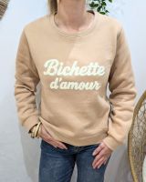 Sweat femme camel Bichette d'amour moumoute beige