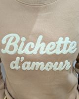 Sweat femme camel Bichette d'amour moumoute beige