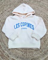 Sweat à capuche enfant beige les copines d'abord moumoute bleue