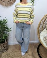 Pull femme rayures grises